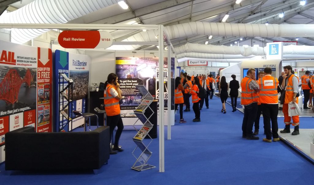 Inside the exhibition space at Rail Live 2018